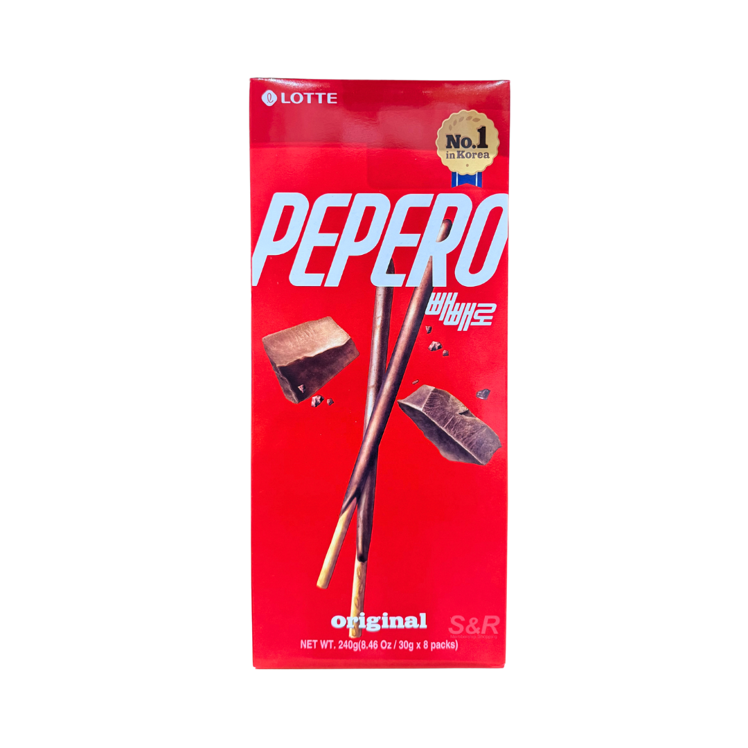 Lotte Pepero Original Chocolate Biscuit Sticks (8 x 30g)